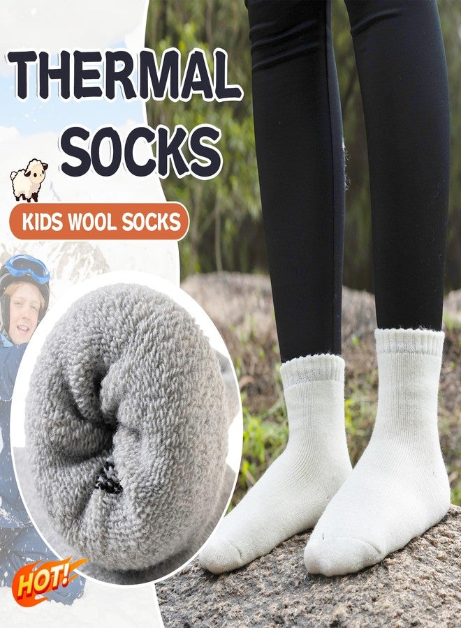 Eyean Kids Merino Wool Socks Boys Girls Thermal Winter Hiking Warm Thick Boot Cozy Toddler Crew Socks 6 Pairs (4-7 Years, Solid Color) - Image 3